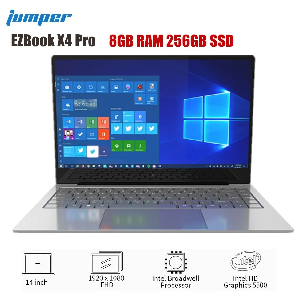 

Jumper EZBook X4 Pro Notebook Windows 10 14.0 Inch 1920x1080 Intel Core I3-5005U Dual Core 8GB RAM 256GB SSD Dual WiFi Laptops