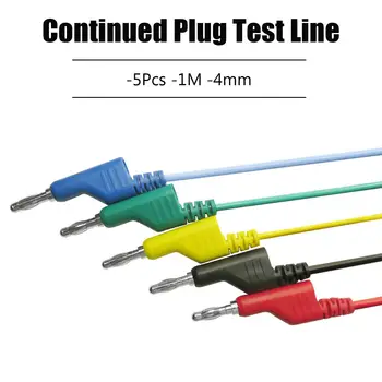 

P1036 5Pcs/set 1M 4mm Banana to Banana Plug Test Cable Lead Superimposed Connector for Multimeter Tester 5 Colors