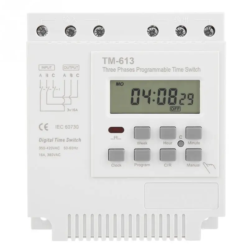 

TM-163 Three Phases 380V/50-60Hz Smart Digital Weekly Programmable Control Power Timer Switch a