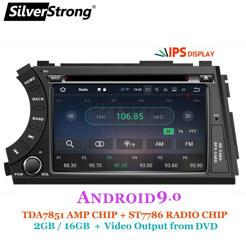 Best SilverStrong 2DIN Android9.0 4G 32GB OctaCore Car DVD GPS For SsangYong Actyon Kyron 2G16G DSP WiFi OBD DAB+ 4