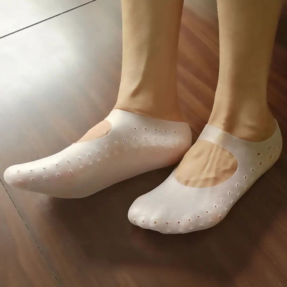Унисекс 1 пара силиконовые увлажняющий носки пятки трещины кожи ног Уход протектор носки белый массажер для ног Уход Инструменты