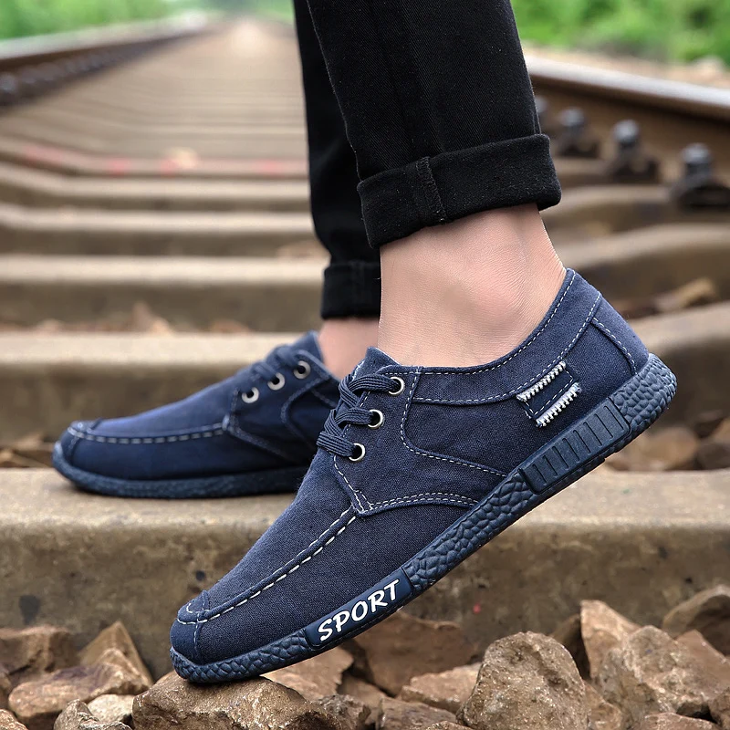 

2019 summer Men casual Canvas sneakers shoe comfortable Breathable Male Footwear Lace-Up Fashion Man Walking Shoe