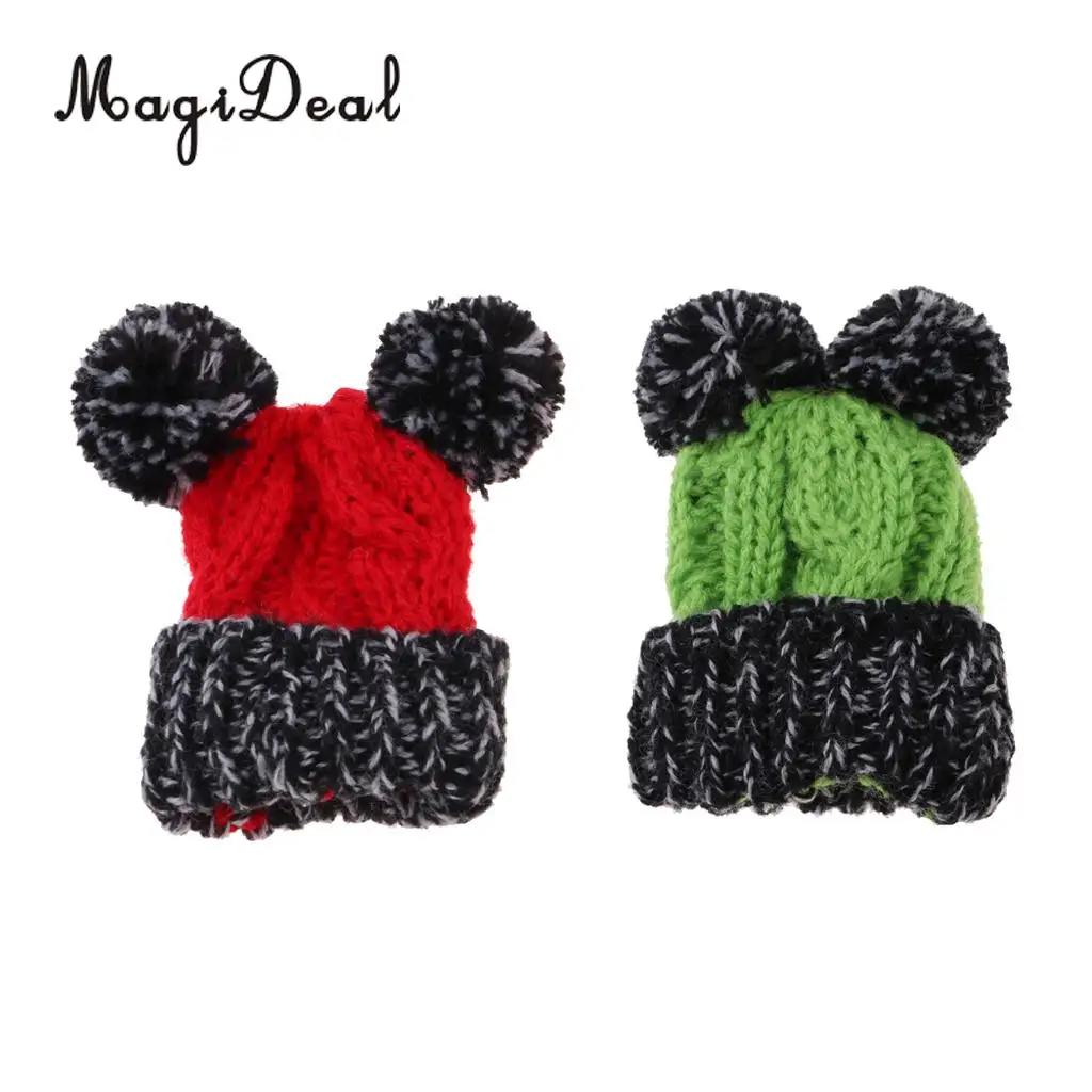 

Cute Christmas Party Clothing Accessory - Hand Knitted Woolen Beanie Hat Ski Cap For Girl Dolls Xmas Dress-up