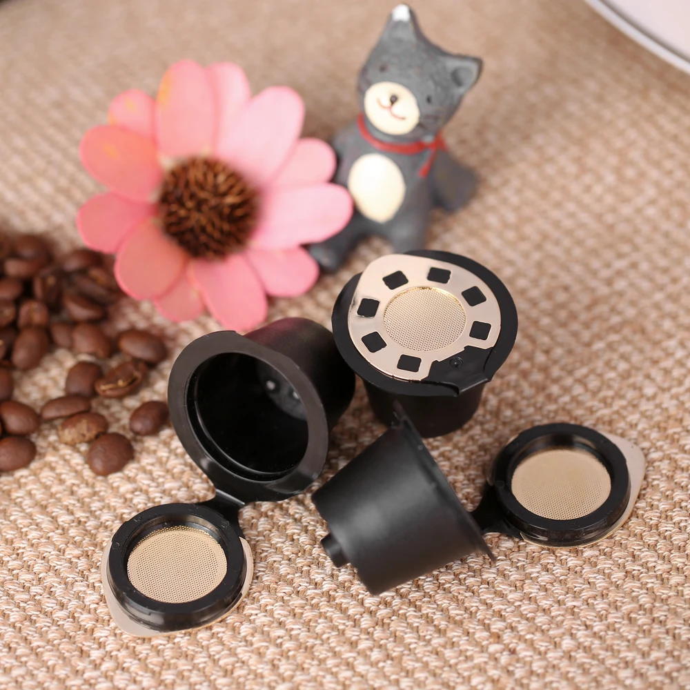 

3pcs/set Durable Coffee Filters Reusable Coffee Filters for Nespreso Machine Set Coffee Capsule with Spoon and Brush
