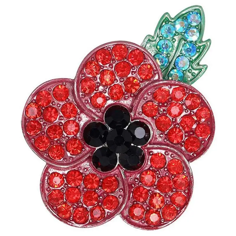 

20pcs Red Poppy Brooch Lapel Pin Enamel Badge Ribbon Flowers Green Leaf Lest We Forget Legion Remembrance Day Peace