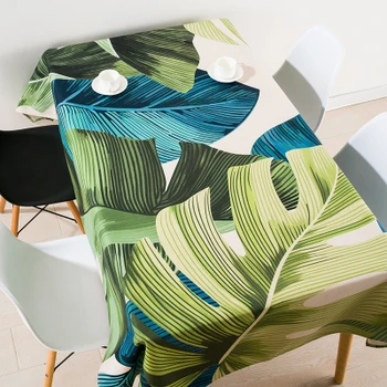 

Thicken nordic linen tablecloth table cloth garden fresh green leaf simple modern coffee rectangular home decoration table cover