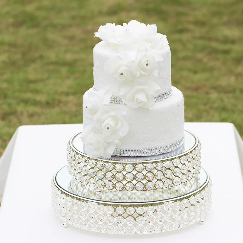 

Simple Modern Metal Crystal Cake Stand European Platform Wedding Round Cake Tray for Tabletop Tools Wedding
