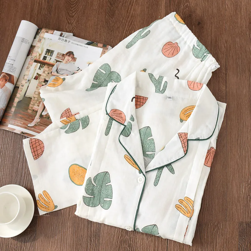 Koop 100% Katoen Gaas Dunne Zwangerschapskleding Vrouwen Pyjama Set Losse Borstvoeding Kleding Cartoon Nachtkleding Herfst Plus Size Pyjama