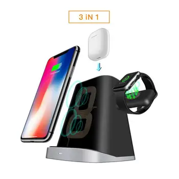 

3 in 1 Charging Stand for iWatch iPhone AirPods Charger QI standard 5W 7.5W 10W 2W Silicone Dock Station Holder for iPhone XS X