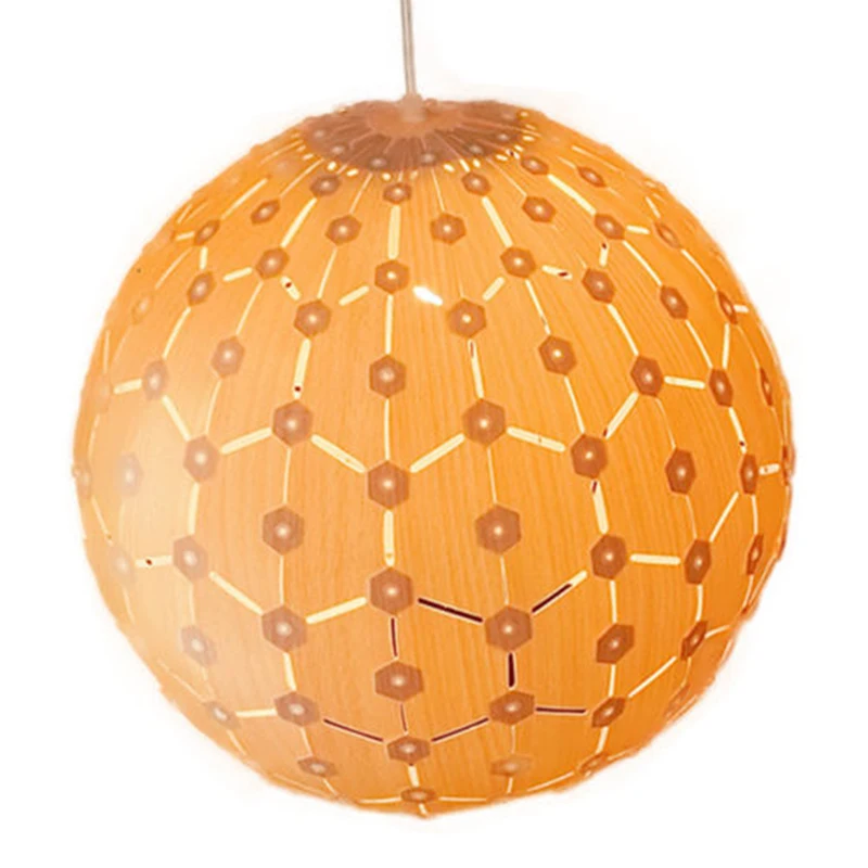 

Home Accessory Gadgets Round Ball Ceiling Light Lamp Shade Cover Wood Grain Chandelier Lampshade