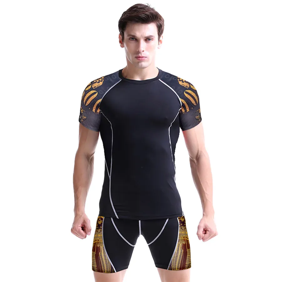 Компрессионный комплект MMA мужские спортивные костюмы для бега спортивная
