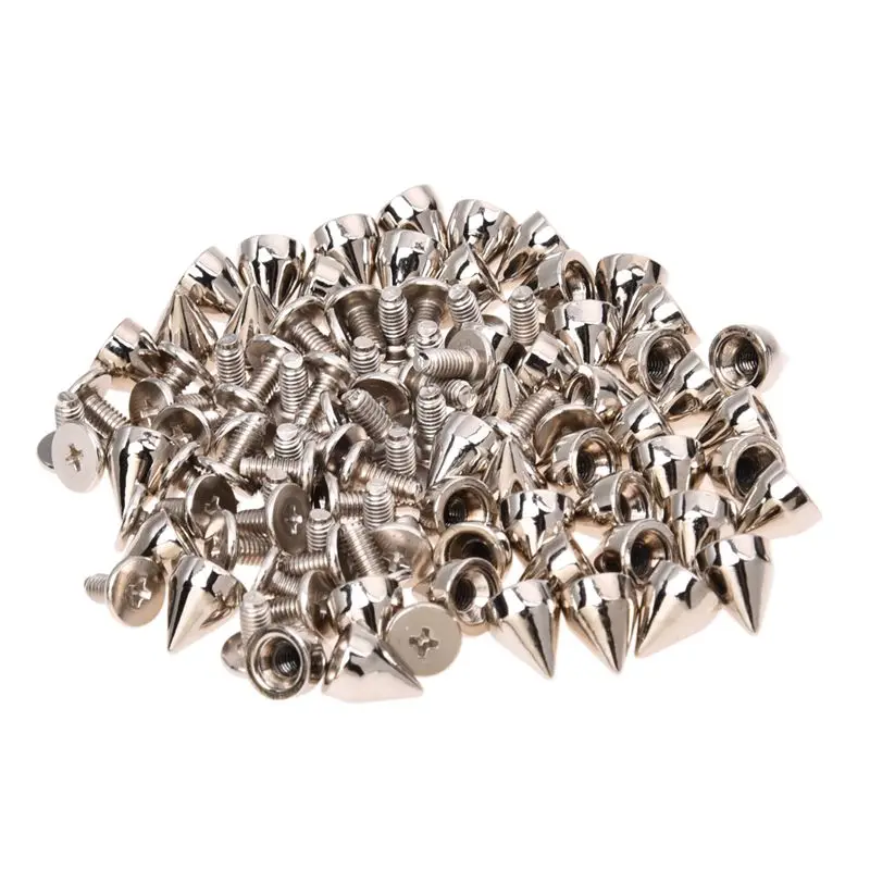 

50Pcs Metal Cone Screwback Spikes Stud Leather Cloth Craft DIY Goth Punk Spot