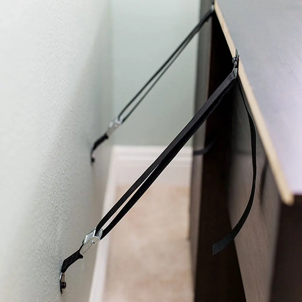 2 Pcs Child Baby Safety Flat TV Lock Strap Furniture Anti-Tip Wall Protection For Kids