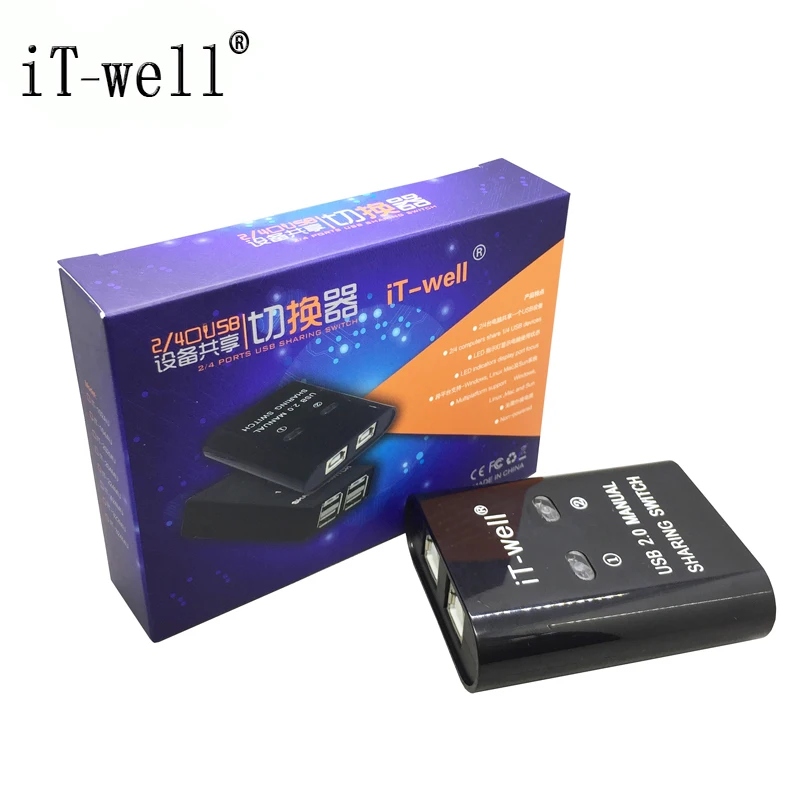 Концентратор iT well USB 2 0 порта хаб с ручным общим доступом адаптер в коробке для