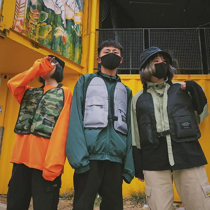 

Fashion Unisex Nylon Vest Chest Bag Women Men Hip Hop Outdoor Sports Crossbody Bags Female Male Functional Harness Waistcoat Bag