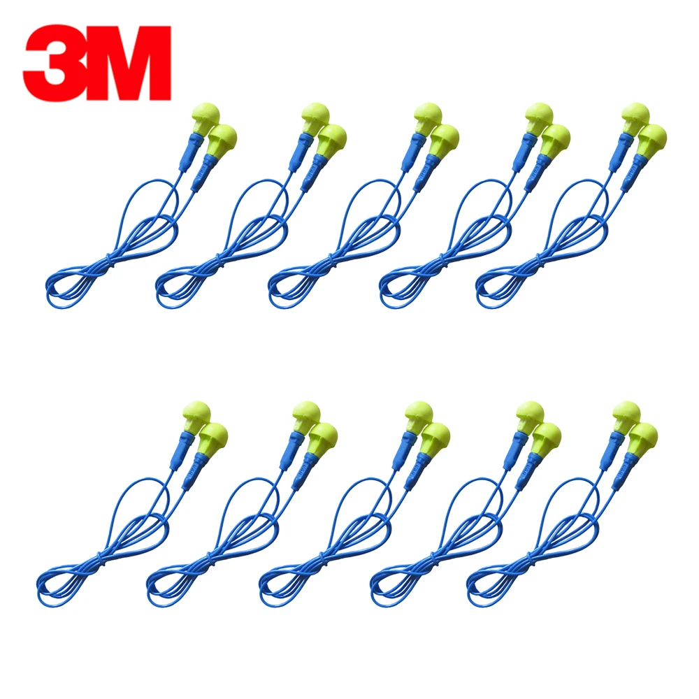

10Pcs 3M 318-1005 Push-Ins Corded Earplugs Noise Reduction 28dB Highest NRR Comfortable Ear Plugs Sleeping Work Travel Earplug