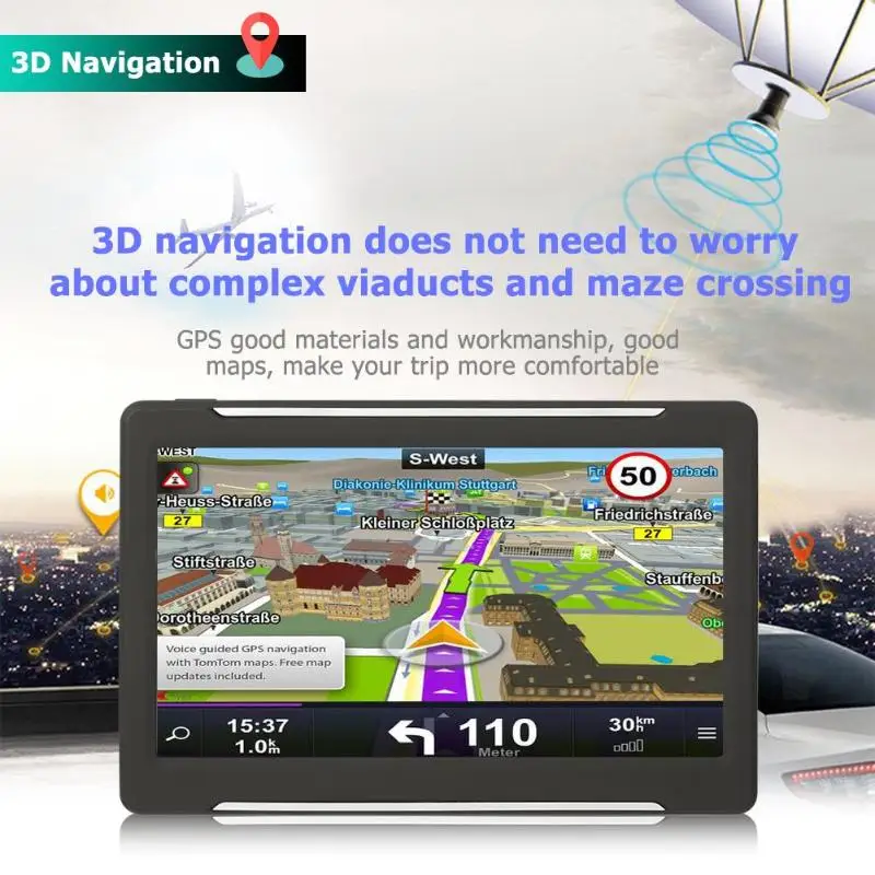 7 pulgadas de pantalla táctil del coche GPS Navigator FM Transmisor 256 MB + 8 GB MP3/MP4 jugadores GPS Navigator mapa de Europa/MAPA DE RUSIA/Australia