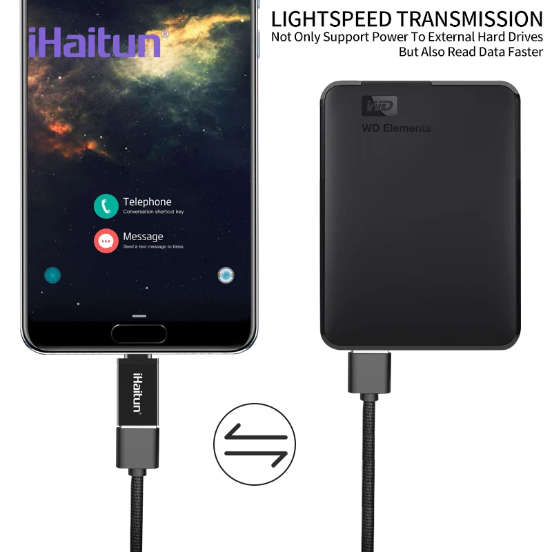 IHaitun USB C 3 0 OTG кабель адаптер Тип конвертер для Xiaomi MI 1 Huawei P30 Samsung S10 One plus 6 5 Type к