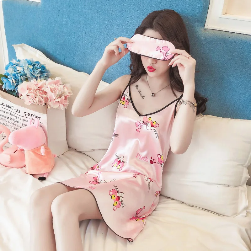 

XUXI Nightdress Woman Fresh Student Sleeveless Ice Silk Camisole Night Skirt Summer Pure Cotton Real Silk Furnishing Silk SY003