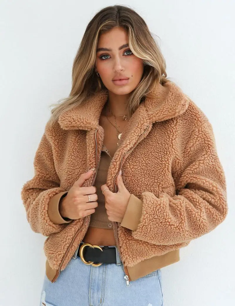 

Thefound 2019 New Womens Warm Teddy Bear Hoodie Ladies Fleece Zip Outwear Jacket Oversized Coats