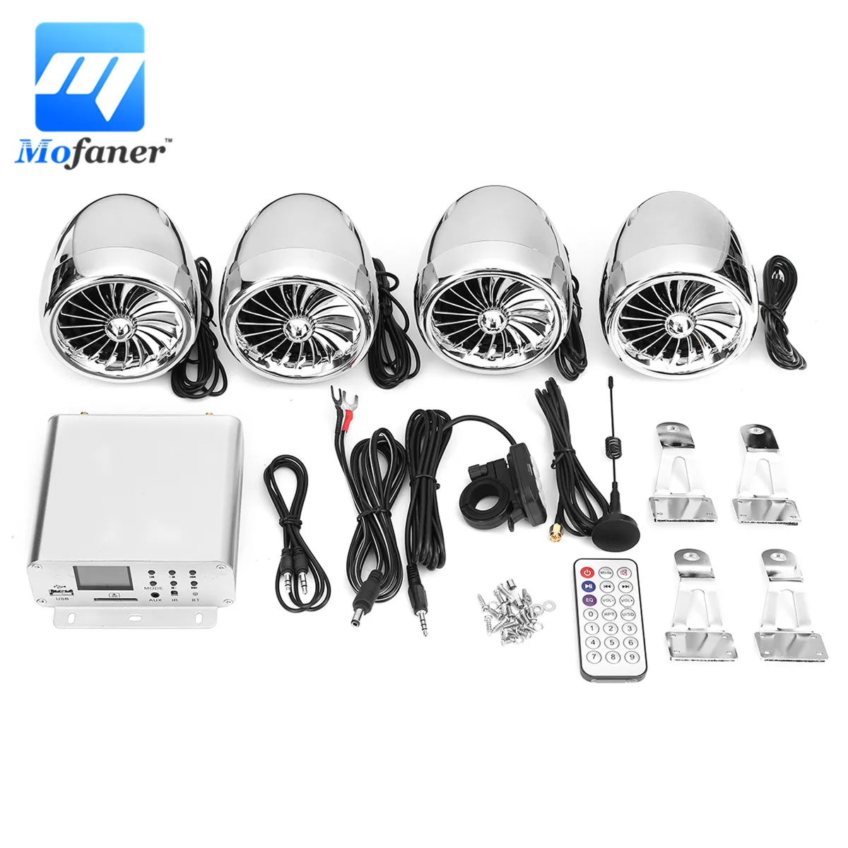 Mofaner Мотоцикл ATV Audio1000W 12V LCD bluetooth 4 колонки + усилитель системы Руля