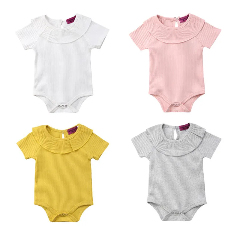 

2019 New Newborn Baby Girl Boy Collar Romper Jumpsuit Bodysuit Rib Clothes Outfits Summer bodies bebe baby costume