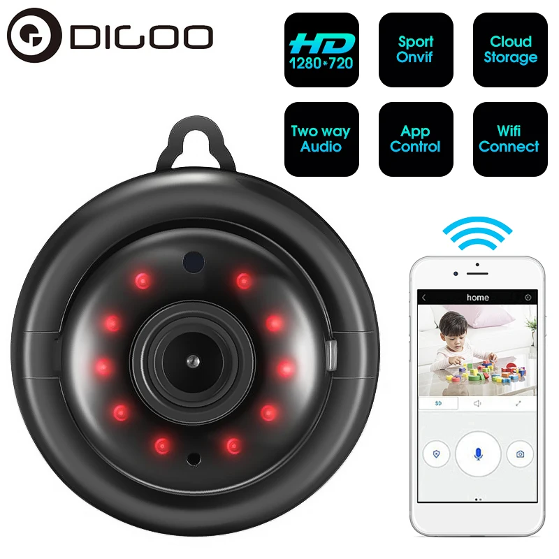 

Digoo DG-MYQ Cloud Storage HD 720P WIFI Night Vision Smart Home Security IP Camera Monitor Mini Cameras