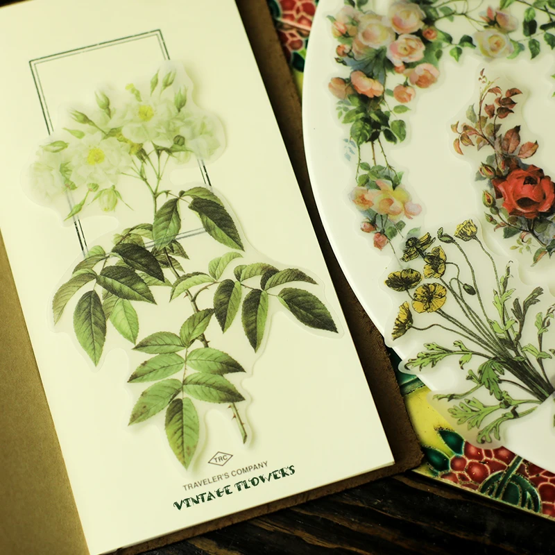 

MyPretties Big Size Flowers Stationery Stickers 40PCs Vintage Plants DIY Diary Planner Scrapbooking Stickers