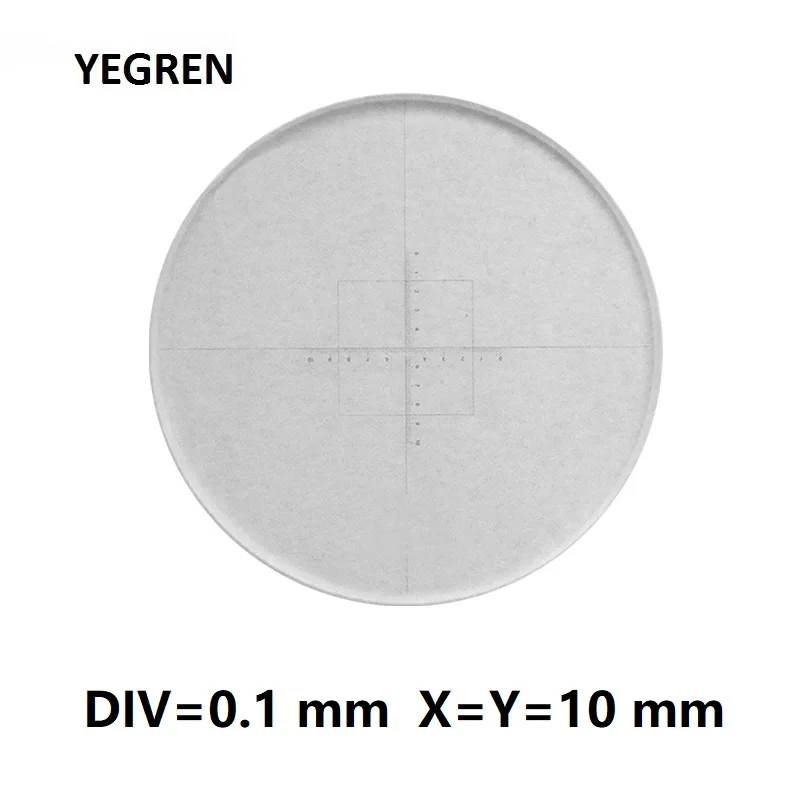 

DIV 0.1 mm Calibration Scale 10x10 mm Cross Reticle Ruler Eyepiece Micrometer 7.1x7.1 mm Square Measurement Diameter 27 mm