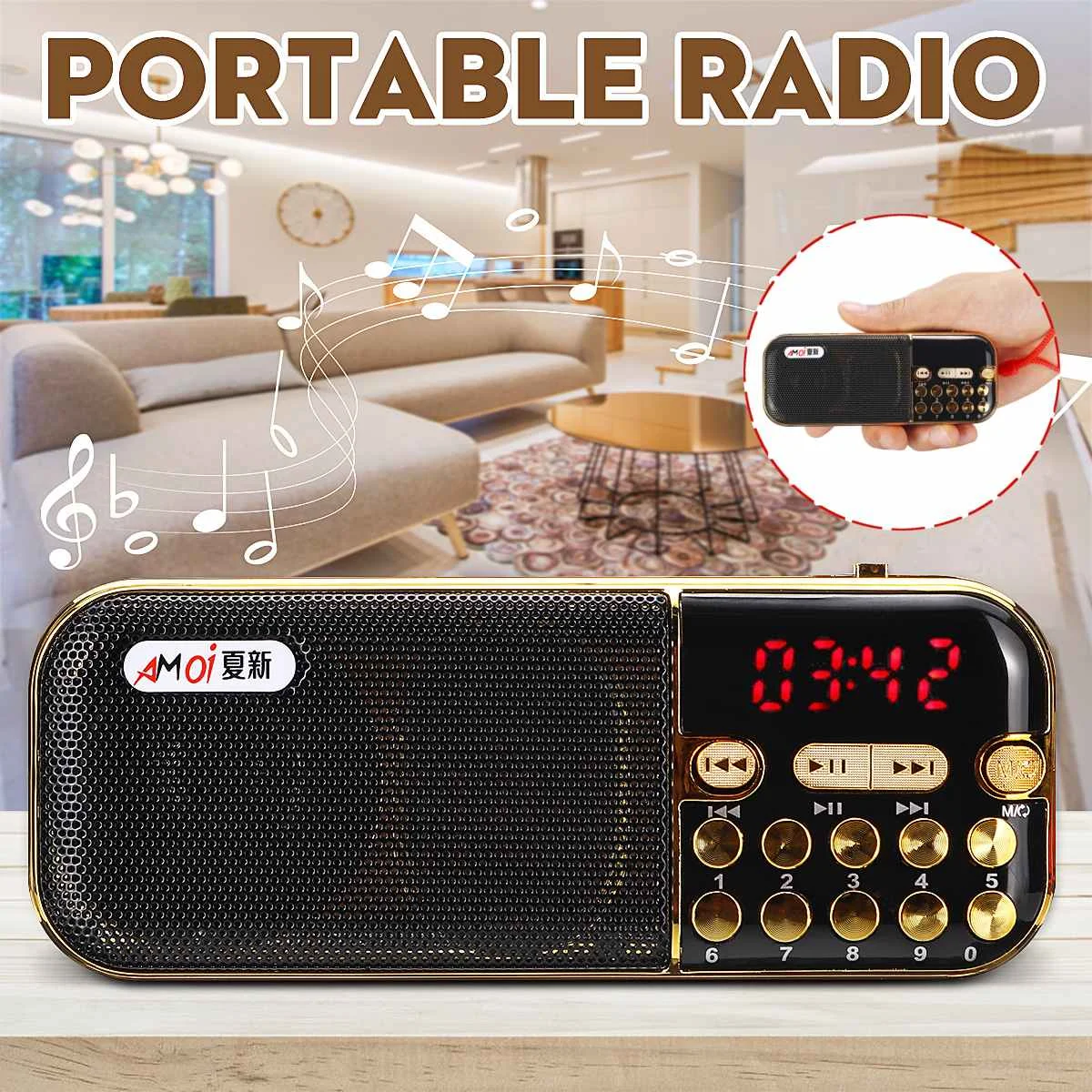 Мини портативное радио цифровое FM USB TF MP3 плеер динамик