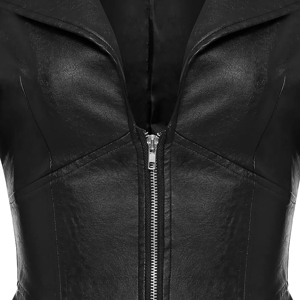 Готическая Женская куртка из искусственной кожи ПУ, зима-осень, модная мотоциклетная куртка, черные пальто из искусственной кожи, верхняя одежда, пальто