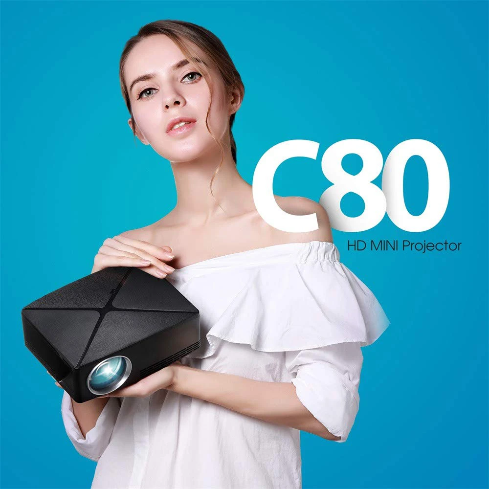 

Regular Version C80 Portable Led Mini Projector 1280X720 Pixels Hdmi Usb Home Theater Video Game Projector Beamer Us Plug Basic