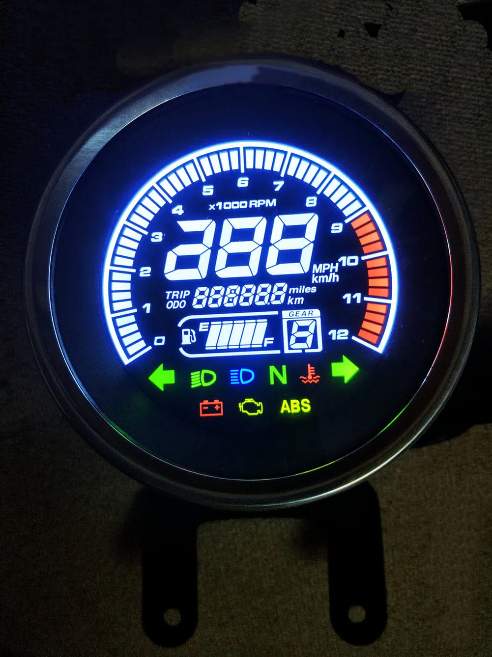 

Samdo Universal 6 Gear Digital Motorcycle LED Speedometer Odometer Speed Oil Meter Water Temperature Gauge 299 Kph Mph
