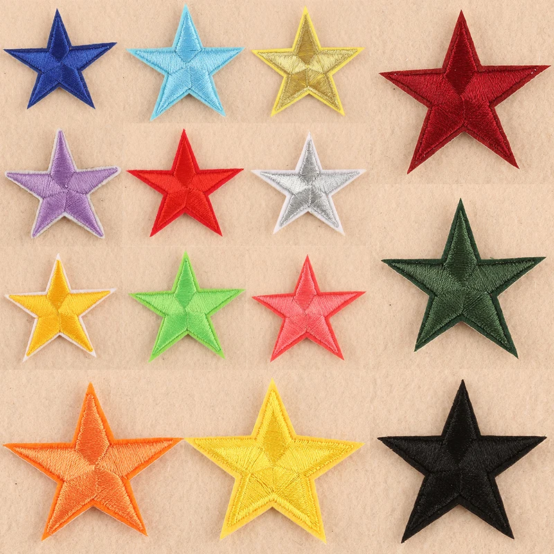 

High Quality Small Star Patches For Clothing Iron On Cloth Patches Embroidery Pentagram Applique 1PC Clothes Badge Transfer