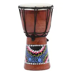 4 дюймов Африканский барабан Ударные Kid Игрушка Классическая роспись деревянный Африканский стиль ручной барабаны для детей игрушечные