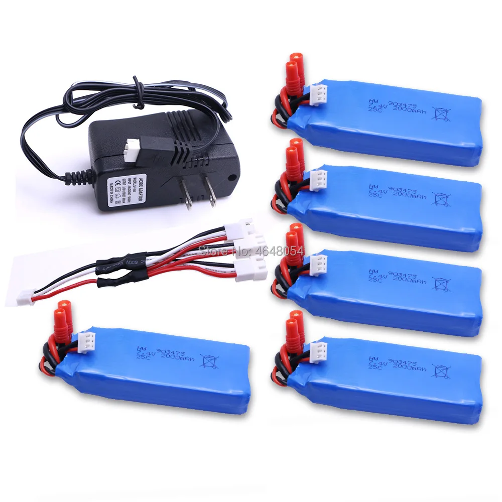

5Pcs Syma X8C X8W X8G RC Quadcopter MJX X101 Battery 7.4v 2000mah Battery +3 in1 charger For MJX X101/MJX X102H Rc Quadcopter