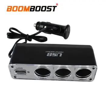 

3 Way Auto Socket Splitter 12V Charger Power Adapter Plug DC 12V Car Cigarette Lighter Triple socket with one USB