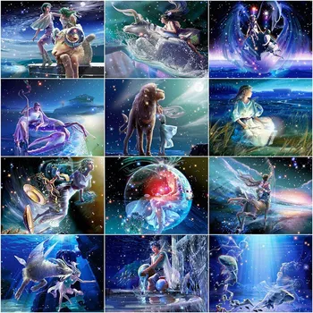 

AZQSD Diamond Embroidery Twelve Constellations Home Decor Full Square Diamond Mosaic Needlework Rhinestone Diamond Painting DIY