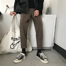 Осень и зима новые свободные дикие красивые широкие прямые брюки однотонные повседневные штаны черный/хаки M-2XL