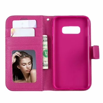 

10pcs/lot High quality Lychee PU+TPU leather wallet stand Case for Samsung S10 S10Lite S10Plus A7 2018 A9 2018 J8 J6 2018