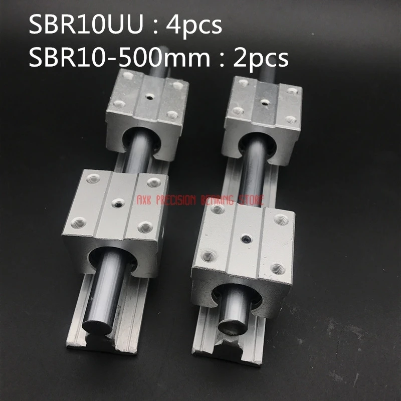 Cnc фрезерные детали AXK 2 шт. Sbr10 L 500 мм линейная рельсовая Опора с 4 Sbr10uu направляющая