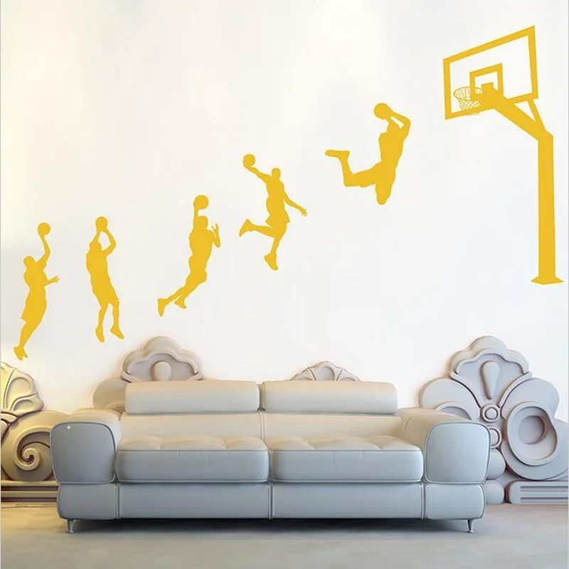 Баскетболисты laup-наклейки на стены, виниловые наклейки на стены ручной работы для детской комнаты, декоративные спортивные наклейки для детской комнаты H008