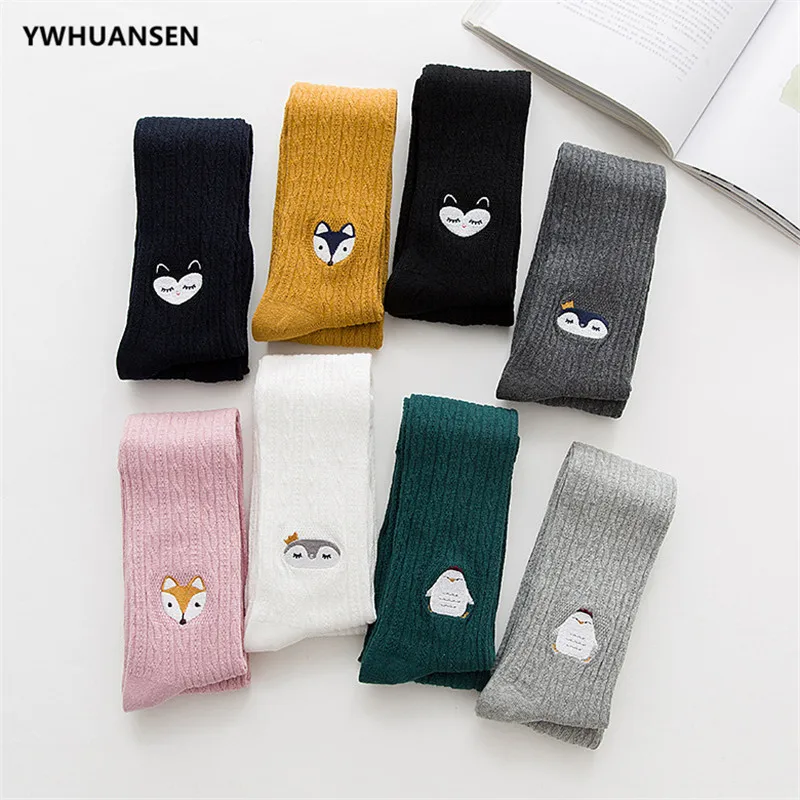 YWHUANSEN Spring Autumn Knitted Children Pantyhose Cotton Double Needle Tights for Girls Cute Animal Baby Girl Winter Clothes