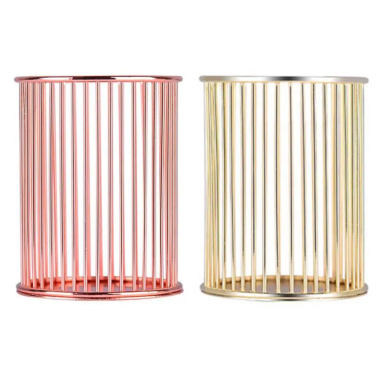 

Nordic Simplicity Rose Gold Metal Iron Storage Basket Combination Holder Desk Desktop Accessories Stationery Organizer