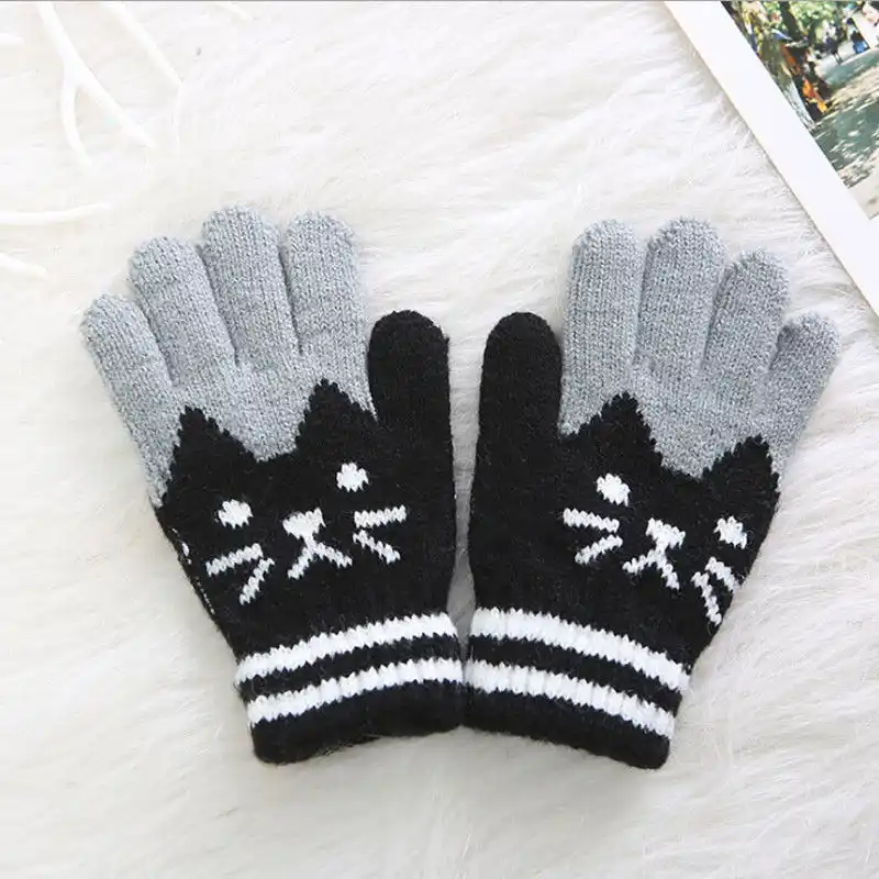 Girl Boy Child Winter Gloves Stretchy Splice Knitted Mittens Newborn Baby Kid