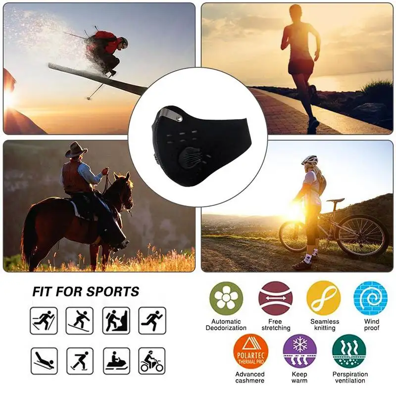 

Activated Carbon Dustproof Mask, Face Mask Anti Pollen Allergy PM2.5 Dust Mask with Filter Cotton Sheet 45-57cm Personal Health