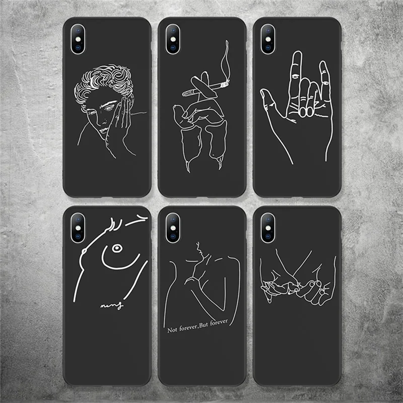 

Ottwn Art Abstract Lines Phone Case For iPhone X XS XR Xs Max Soft TPU Silicone Cases Cover For iPhone 6 6s 7 8 Plus 5 5s SE