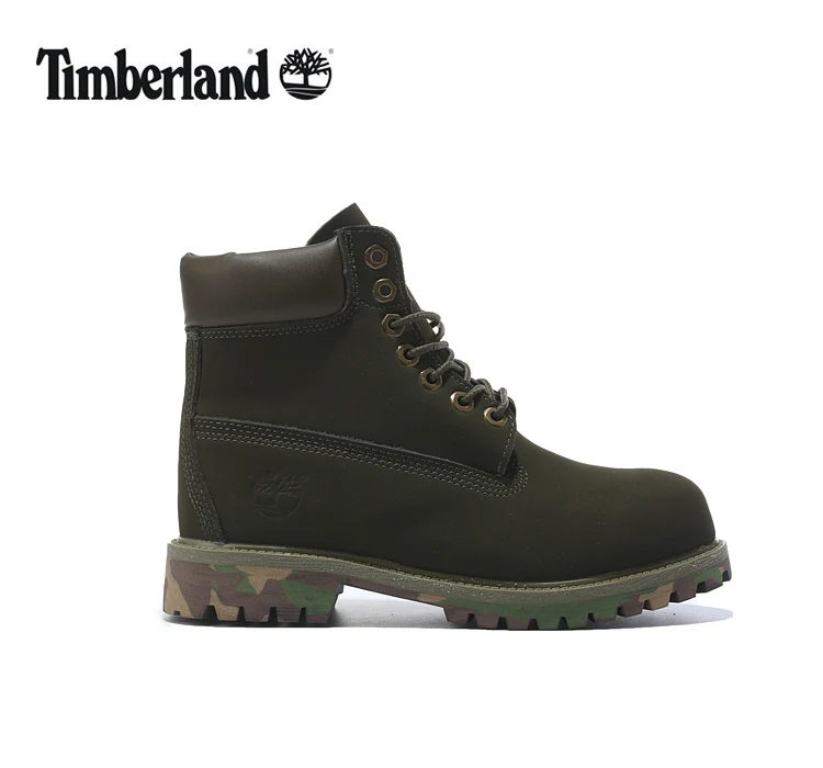 TIMBERLAND Для мужчин 10061 военные камуфляж оливковый зеленый с нескользящей подошвой ботинки martin, мужские кожаные ботильоны Уличная Повседневная обувь 40-45