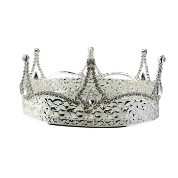 

1PC Bridal Crown Tiara Hollow Round Rhinestone Hair Ornament Festival Decor Bride Headband Bridesmaid Headdress Wedding Tiara