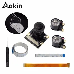 Caméra de nuit 5MP avec focale réglable, support de lumière en acrylique, 2 lampes IR, Kit de câbles FCC pour Raspberry Pi 3 B Zero 